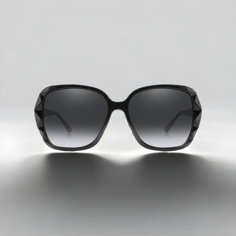 Black & Gold Oversized Square Sunglasses Polarized Tinted w Crystal Frames NWT